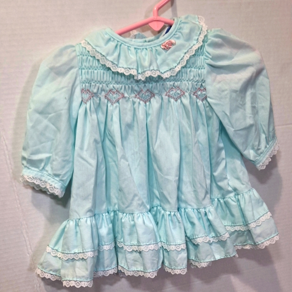 Vintage Polly Flinders Long Sleeve Dress Infant Girls Size 9 Months